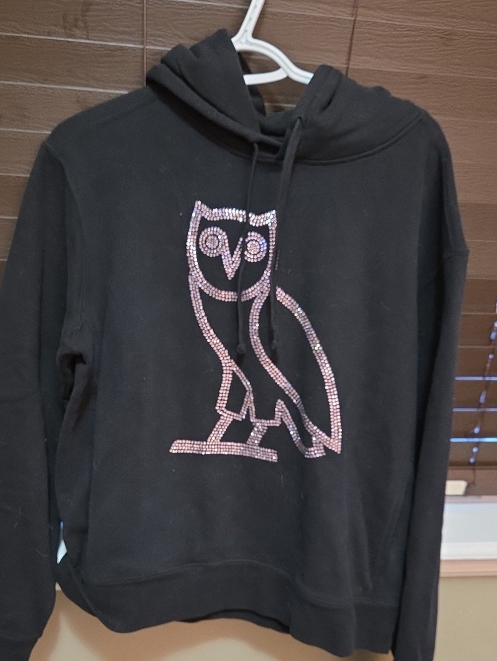 Octobers Very Own OVO ladies pink rhinsstine hooie S L